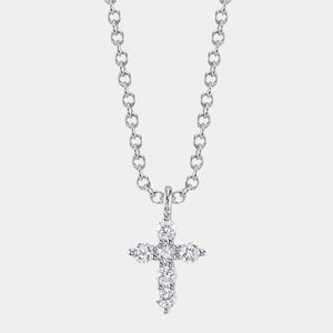 Gia White Gold Diamond Cross Pendant Necklace