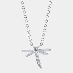 Kate White Gold Diamond Dragonfly Necklace