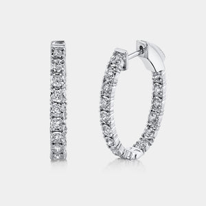 Stella White Gold Large Oval Diamond Hoop Earrings