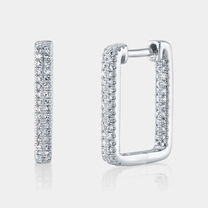Kate White Gold Diamond Rectangular Hoop Earrings