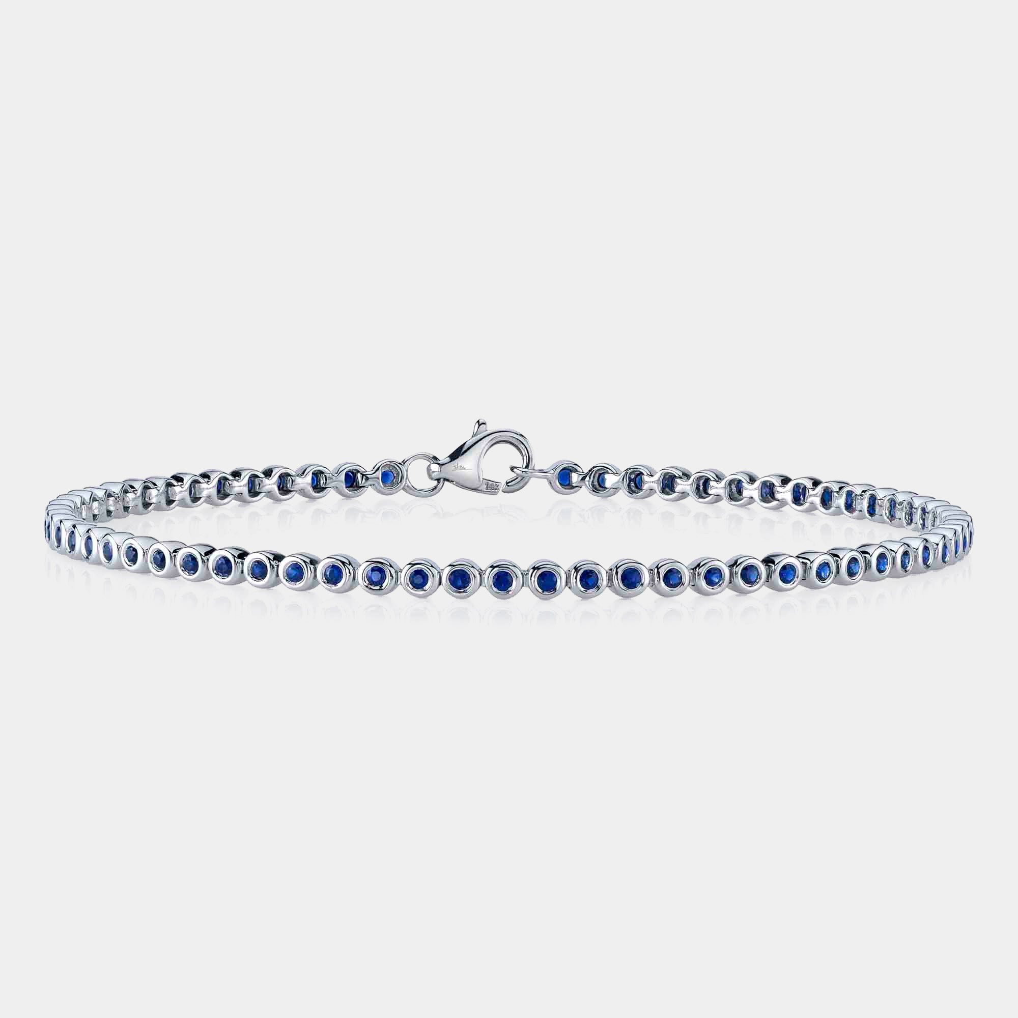 White gold sapphire tennis bracelet, front view