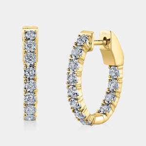 Stella Yellow Gold Oval Diamond Hoop Earrings