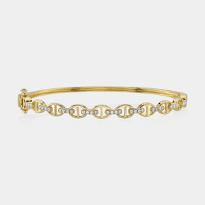 Kate Yellow Gold Diamond Link Bangle Bracelet