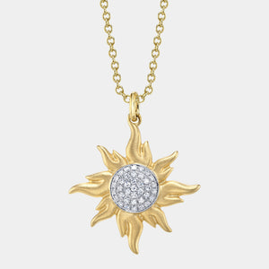 Kate Yellow Gold Diamond Pave Sun Pendant Necklace