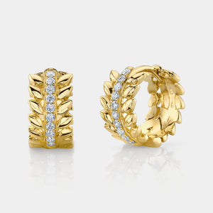 Kate Yellow Gold Diamond Wreath Huggie Earrings