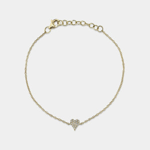 Kate Yellow Gold Pave Diamond Heart Charm Bracelet