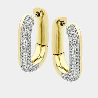 Two-Tone Diamond Huggie Earrings