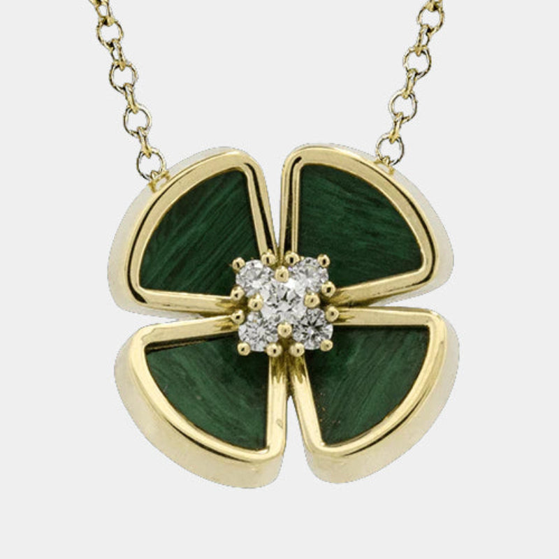 Clover pendant in malachite and diamond