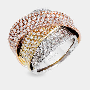 Three-tone Pave Diamond Ring