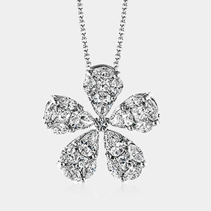 Floral Cluster Diamond Pendant Necklace