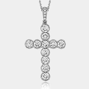 Bezel-set Diamond Cross Pendant