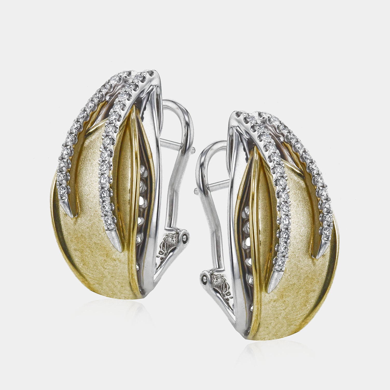 Yellow gold diamond huggie earrings