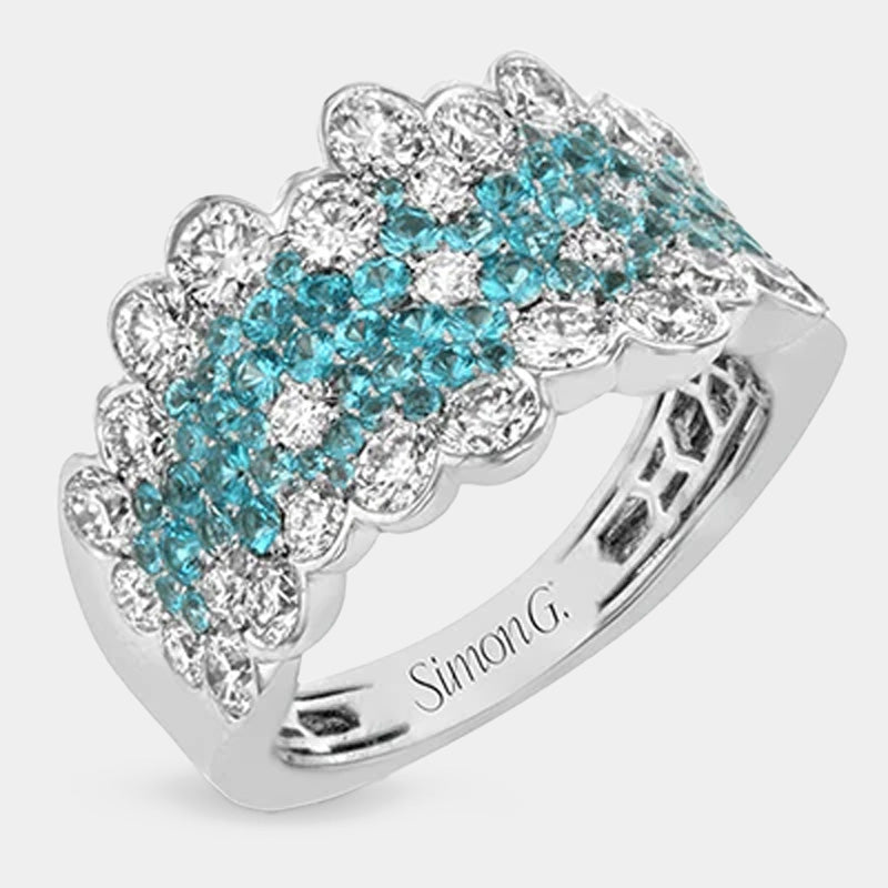 Paraiba Tourmaline and Diamond fashion ring in white gold