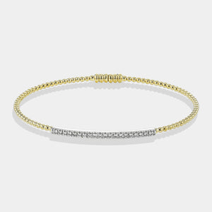 Beaded Diamond Bangle in Yellow Gold