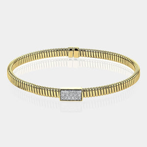 Ribbed Yellow Gold Bangle