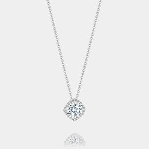 18K White Gold Round Diamond Pendant Necklace