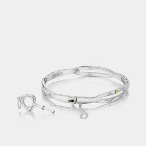 Sterling Silver and Gold Promise Bangle Bracelet with Key