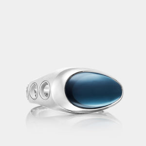 Sterling Silver Oval Sky Blue Hematite Fashion Ring