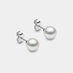 Classic Pearl Stud Earrings in White Gold - 7mm