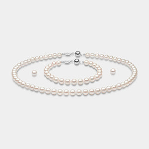 Classic Pearl Necklace, Bracelet & Earring Set - 6mm