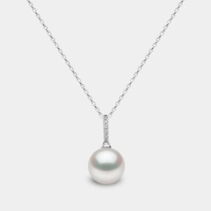 Pearl Drop Pendant Necklace with Diamonds