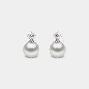 Classic Pearl and Diamond Drop Earrings in White Gold