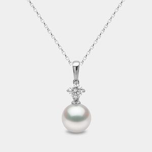 Pearl Drop Pendant with Diamond Accent in White Gold
