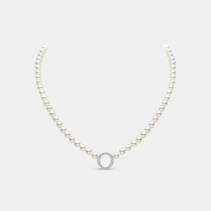 O By Yoko Freshwater Pearl Strand Necklace with Diamond Pendant