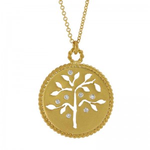 Yellow Gold Tree of Life Diamond Necklace - 3769