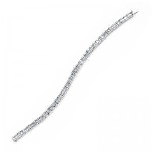 White Gold Baguette Diamond Tennis Bracelet - EBR-2209415