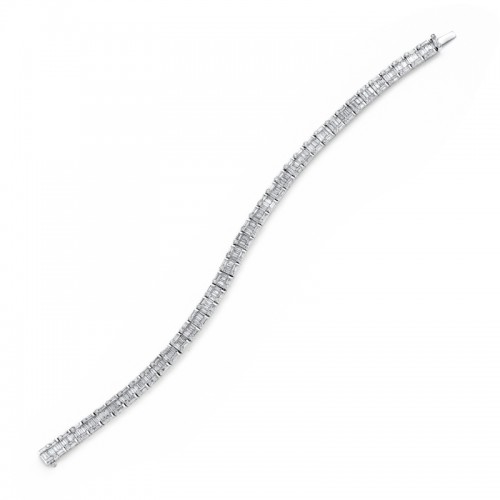 White Gold Baguette Diamond Tennis Bracelet - EBR-2209415