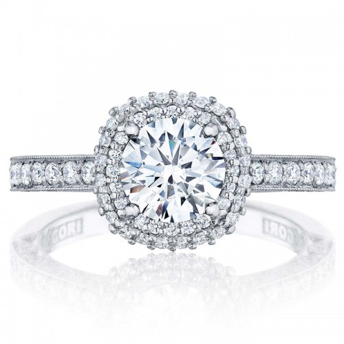 HT2522CU-5 Blooming Beauties Platinum Round Engagement Ring 0.45