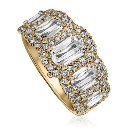 L204G-5-200-18Y Wedding Band In 18 Karat Yellow Gold With 5 L'amour Crisscut Diamonds