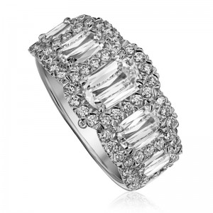 L204G-5-200 Wedding Band In 18 Karat White Gold With 1 L