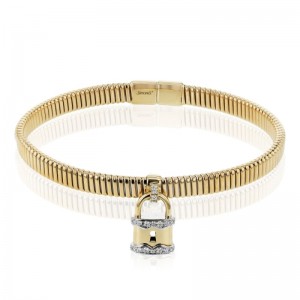 LB2428-Y Lock Bangle in 18k Gold with Diamonds