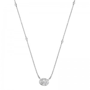 LP5018 Diamond Necklace In 18 Karat White Gold With Round Cut Diamonds