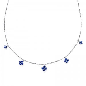 White Gold Sapphire and Diamond Necklace - N8539P