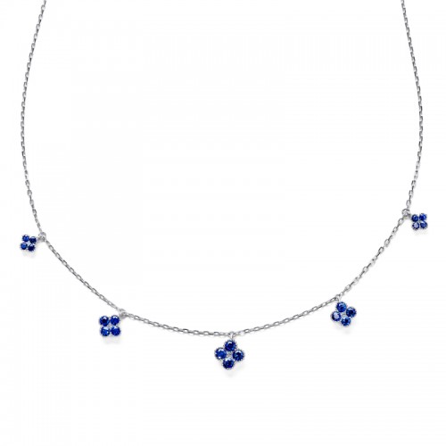 White Gold Sapphire and Diamond Necklace - N8539P