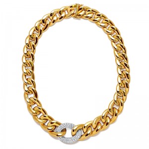 Chunky Yellow Gold Diamond Necklace - NLD-11789