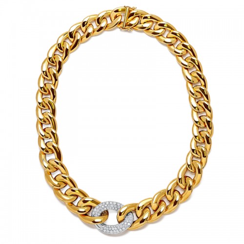 Chunky Yellow Gold Diamond Necklace - NLD-11789