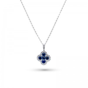 White Gold Sapphire and Diamond Pendant - PT5056-WS