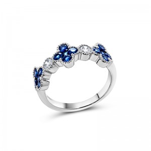 White Gold Sapphire and Diamond Ring - R7843P