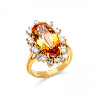 Yellow and White Gold Citrine and Diamond Ring - S50699