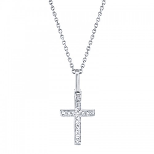 SC22002782AC Kate Collection Diamond Cross Necklace In 14k White Gold