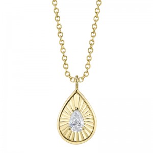 SC22009873 Colette Collection Diamond Pear Necklace In 14 Karat Yellow Gold With Pear Cut Diamond