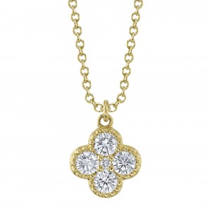 SC55025668 Kate Diamond Clover Necklace In 14k Yellow Gold
