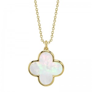 SC55027492 Kate Collection Mother Of Pearl Clover Necklace In 14 Karat Yellow Gold