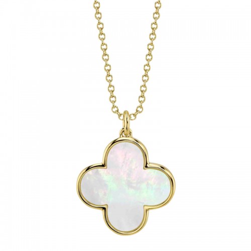 SC55027492 Kate Collection Mother Of Pearl Clover Necklace In 14 Karat Yellow Gold