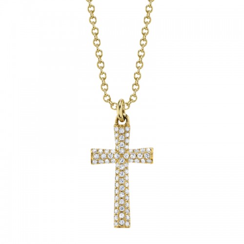 SC55027932 Kate Collection Diamond Pave Cross Necklace In 14 Karat Yellow Gold