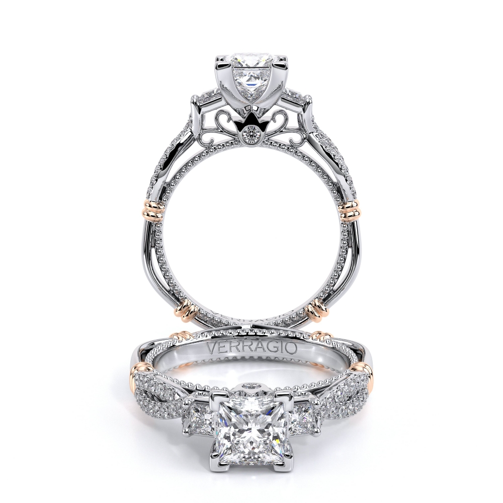 Parisian-129p-Platinum Princess Three-Stone Engagement Ring